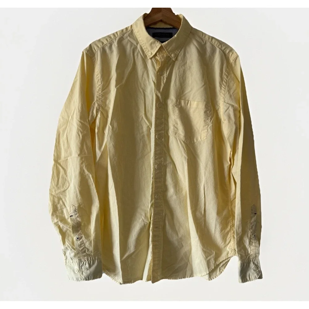 Banana Republic Shirt Mens M Camden Fit Butter Yellow Preppy Casual Office Work
